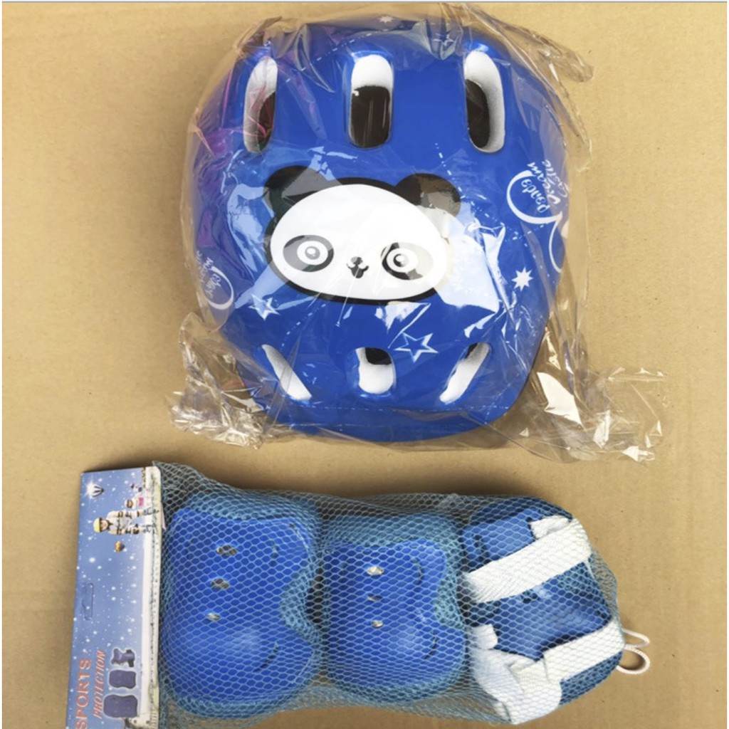 Bảo vệ cho bé 4-12 tuổi chơi thể thao khỏi chấn thương Panda Helmet (xanh)