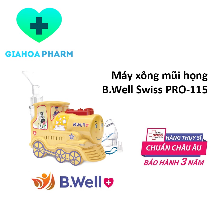 [CHÍNH HÃNG] Bộ máy xông mũi họng B.Well Swiss PRO-115 hình tàu lửa dễ thương, bé không còn sợ khi xông (Bảo hành 3 năm)