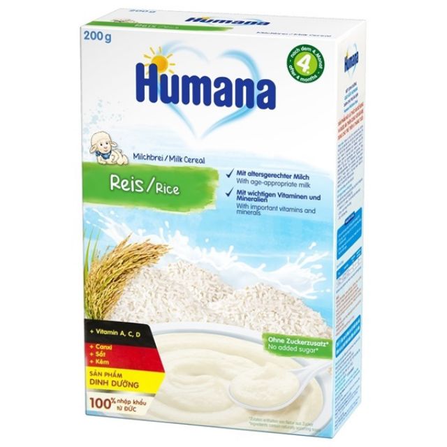 Bột Ăn Dặm Humana Gạo - Sữa 200G (Cho Trẻ Từ 4 Tháng Tuổi) - date 2021