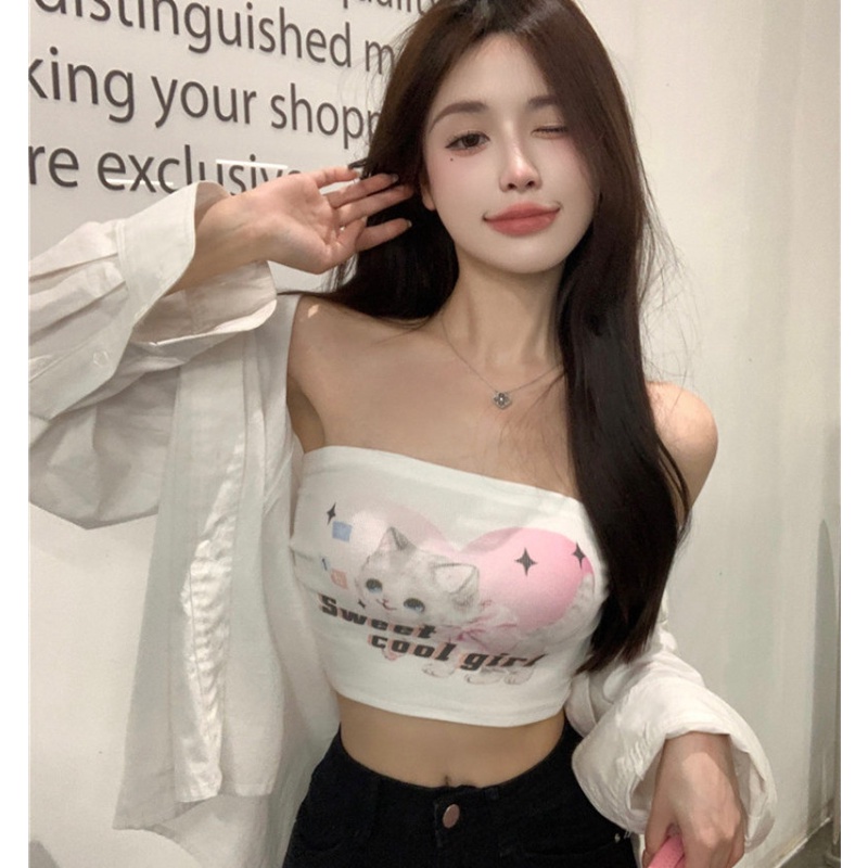 Áo Ống In Họa Tiết Hoạt Hình Xinh Xắn Theo Phong Cách Mùa Hè