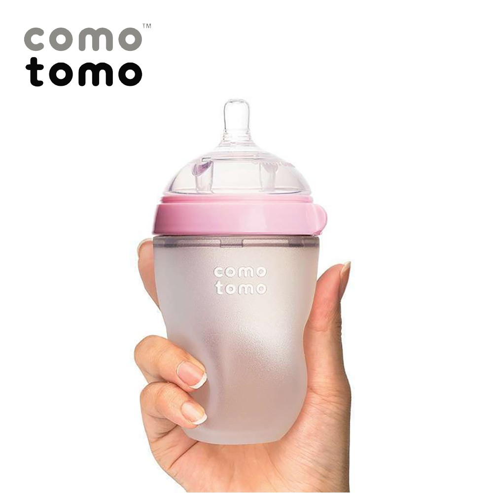 Bộ hai bình silicone Comotomo 250ml - Hồng