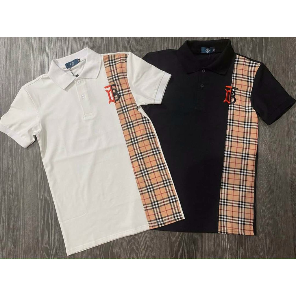Áo thun nam cổ trụ áo thun polo nam chất vải cotton ngắn tay năng động thêu chữ BBR phối caro dọc thân áo [CÓ ẢNH THẬT]
