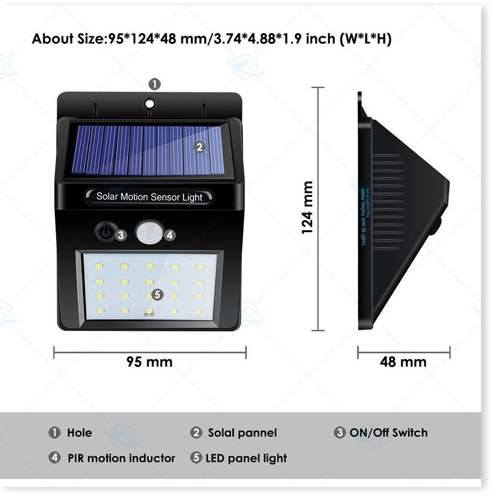 Đèn LED (20 LED) cảm ứng chuyển động hồng ngoại - năng lượng mặt trời chống nước ốp tường [CAFANI Shop 9x]