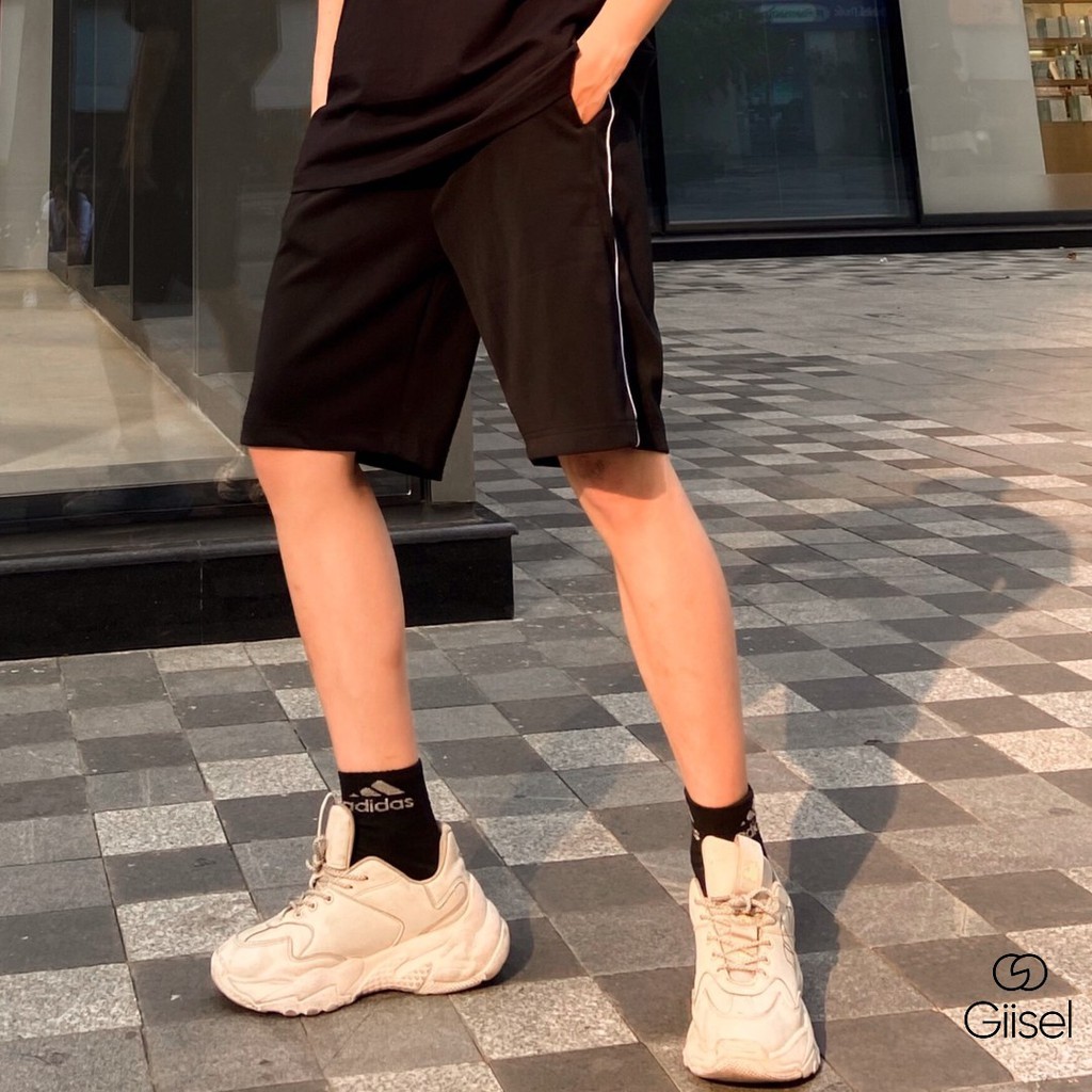 Quần short nỉ thể thao - tập gym 2 màu trắng đen - chính hãng Giisel