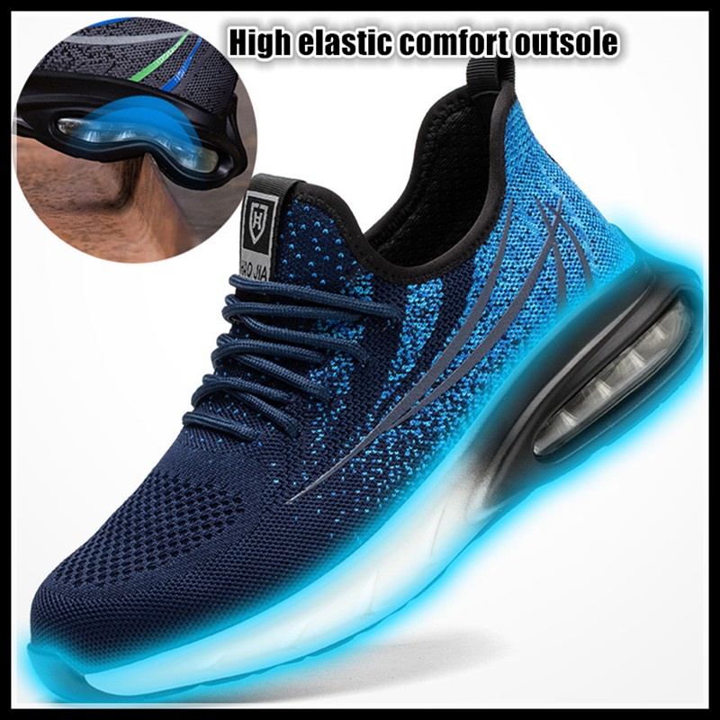 Giày Sneaker Bảo Vệ An Toàn Siêu Nhẹ Chống Va Chạm Chống Mài Mòn Phối Lưới Thép Cho Nam