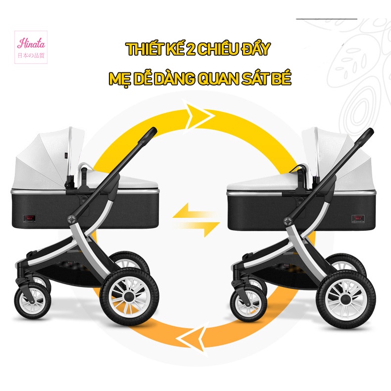 Xe đẩy nôi di động 2 chiều đẩy thuận tiện HINATA - Điều chỉnh 3 tư thế XD09