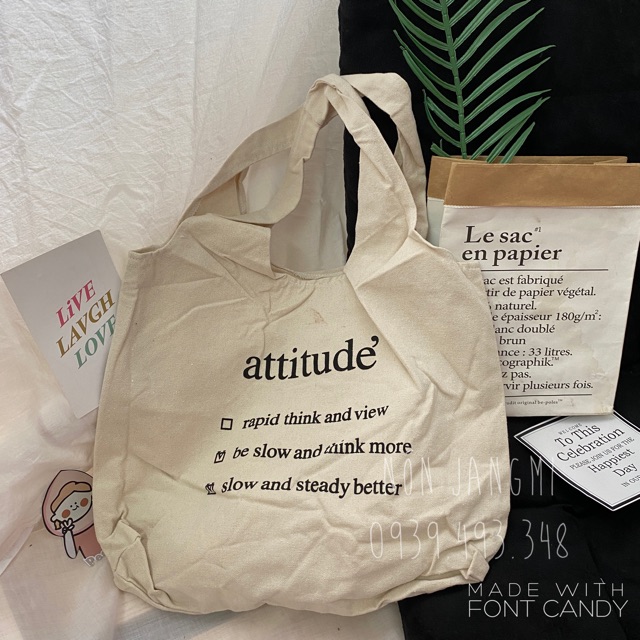 Túi Vải Canvas Attitude Quảng Châu ( Hình Shop Tự Chụp )