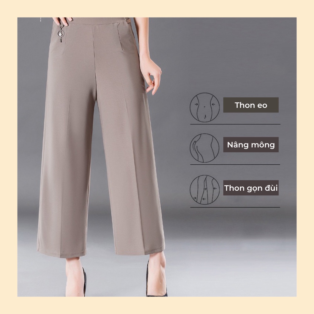 [Không nhăn] Quần ống rộng nữ đẹp V'vie Ladies - Quần ống rộng cạp cao 4 màu - Giấu bụng và đùi, tôn dáng, sang trọng