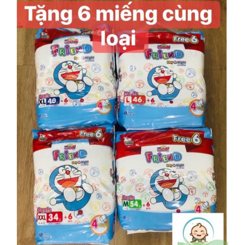 (+ 6 miếng)  M54, L46, XL40, XXL34 Bỉm Goon Friend mẫu mới