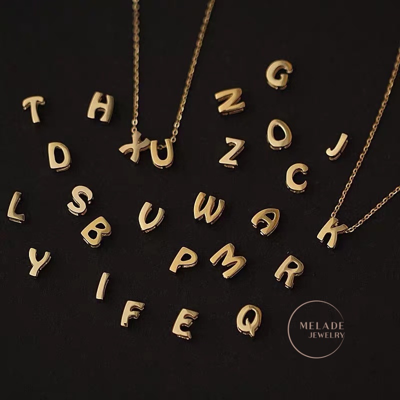 Vòng cổ mặt chữ cái dây chuyền My name Melade Jewelry bạc 925 mạ vàng
