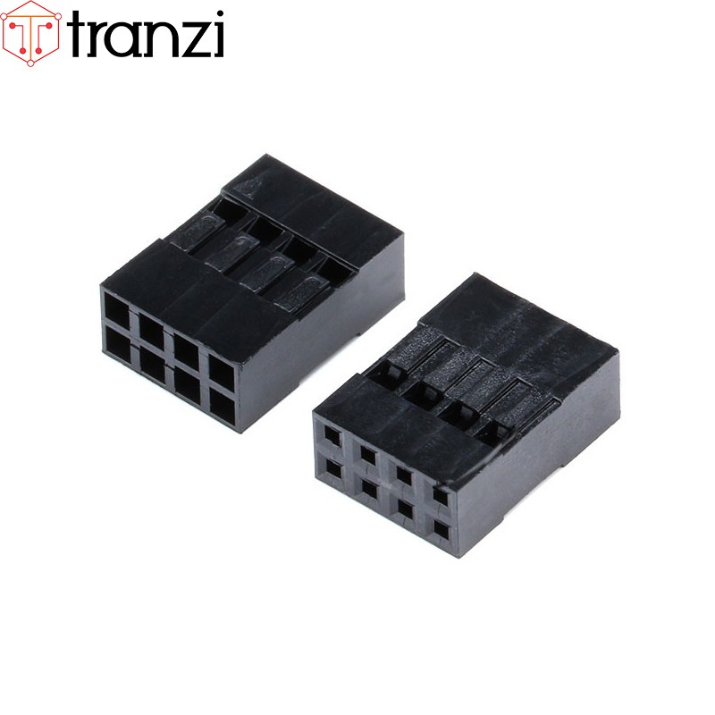 Vỏ header 2.54mm dupont 2x4P 14mm đen - túi 50 cái