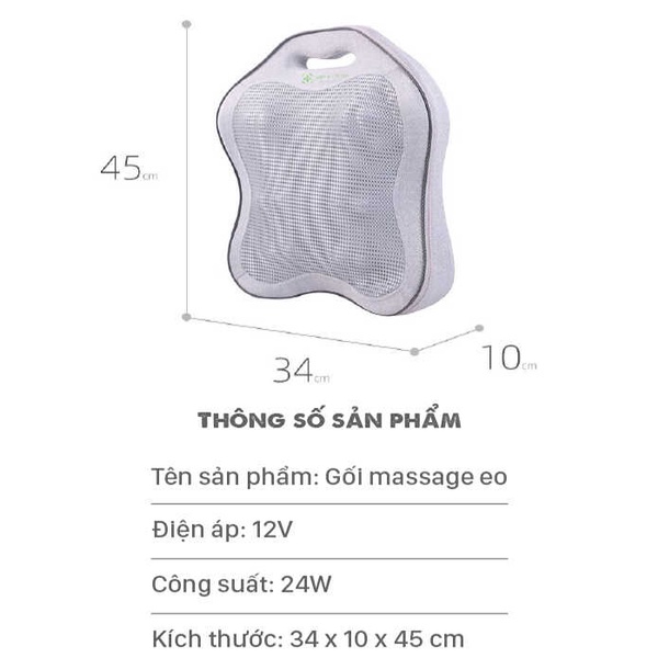 Máy mát xa lưng eo cổ vai gáy hiệu Vispo, máy matxa 8 Bi Hồng Ngoại Đa Năng kiểu dáng gối massage