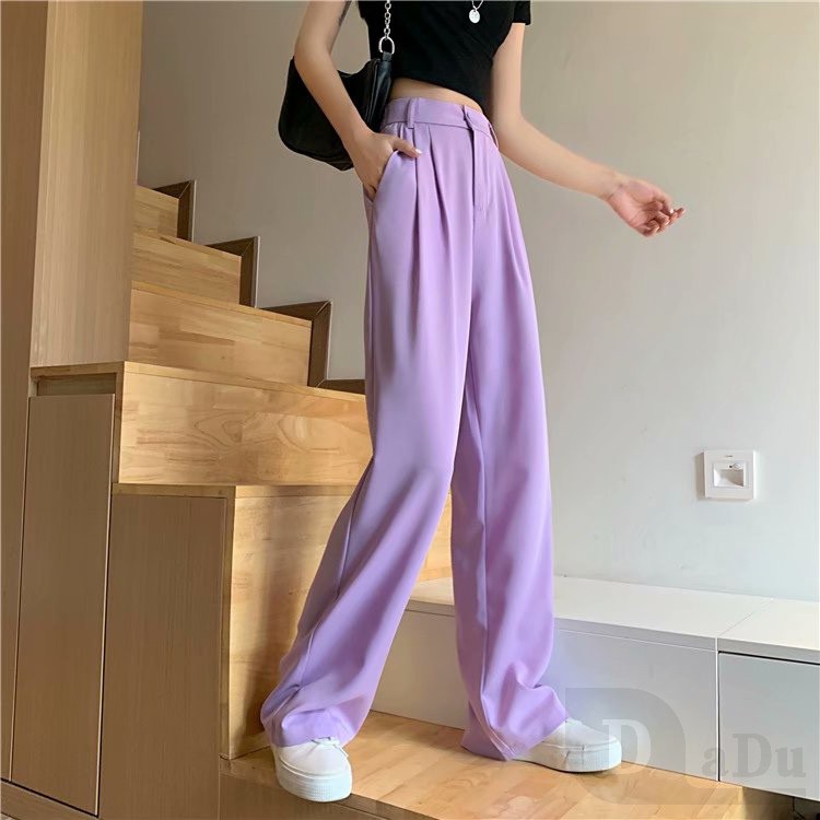 Daduhey Quần Dài Ống Rộng Lưng Cao 3 Màu Lựa Chọn Cho Nữ