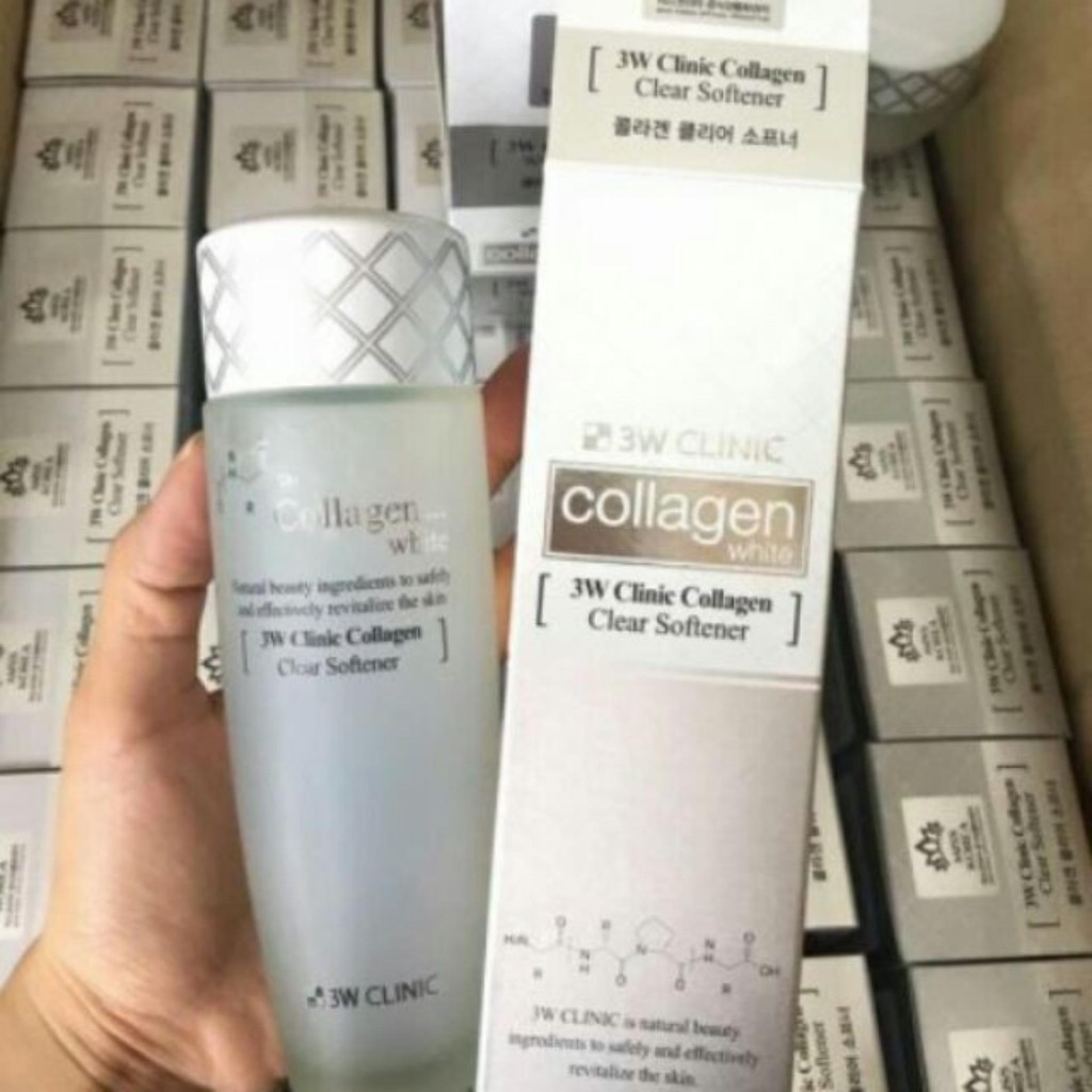 Nước hoa hồng dưỡng trắng, tái tạo da 3W Clinic Collagen White Clear Softener 150ml (Trắng)