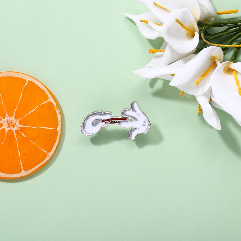 White Hands Enamel Pins  Simple Brooches Lapel Badges Cartoon Animal Jewelry Gift for Friends