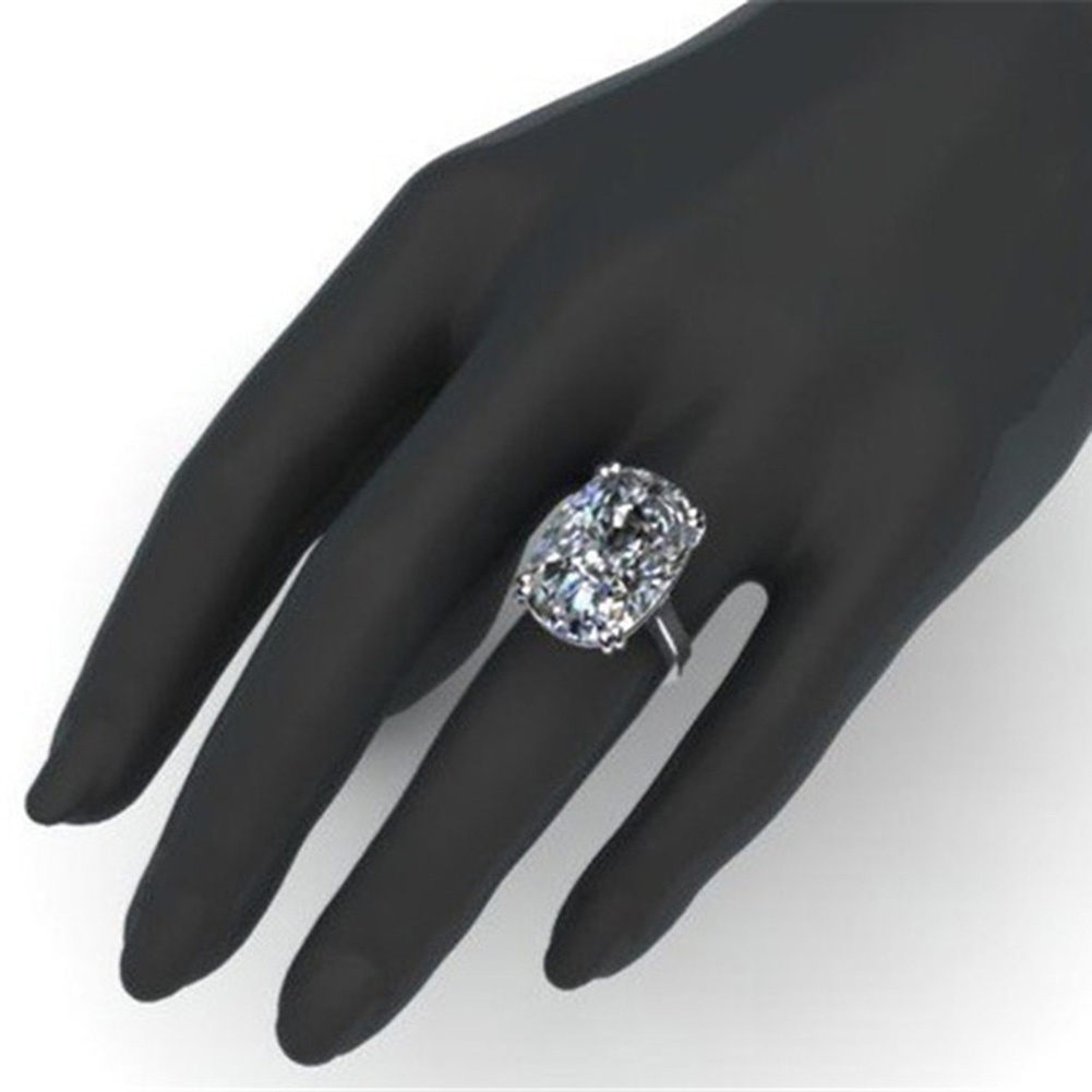 Nhẫn đính hôn đính kim cương nhân tạo hình oval thời trang