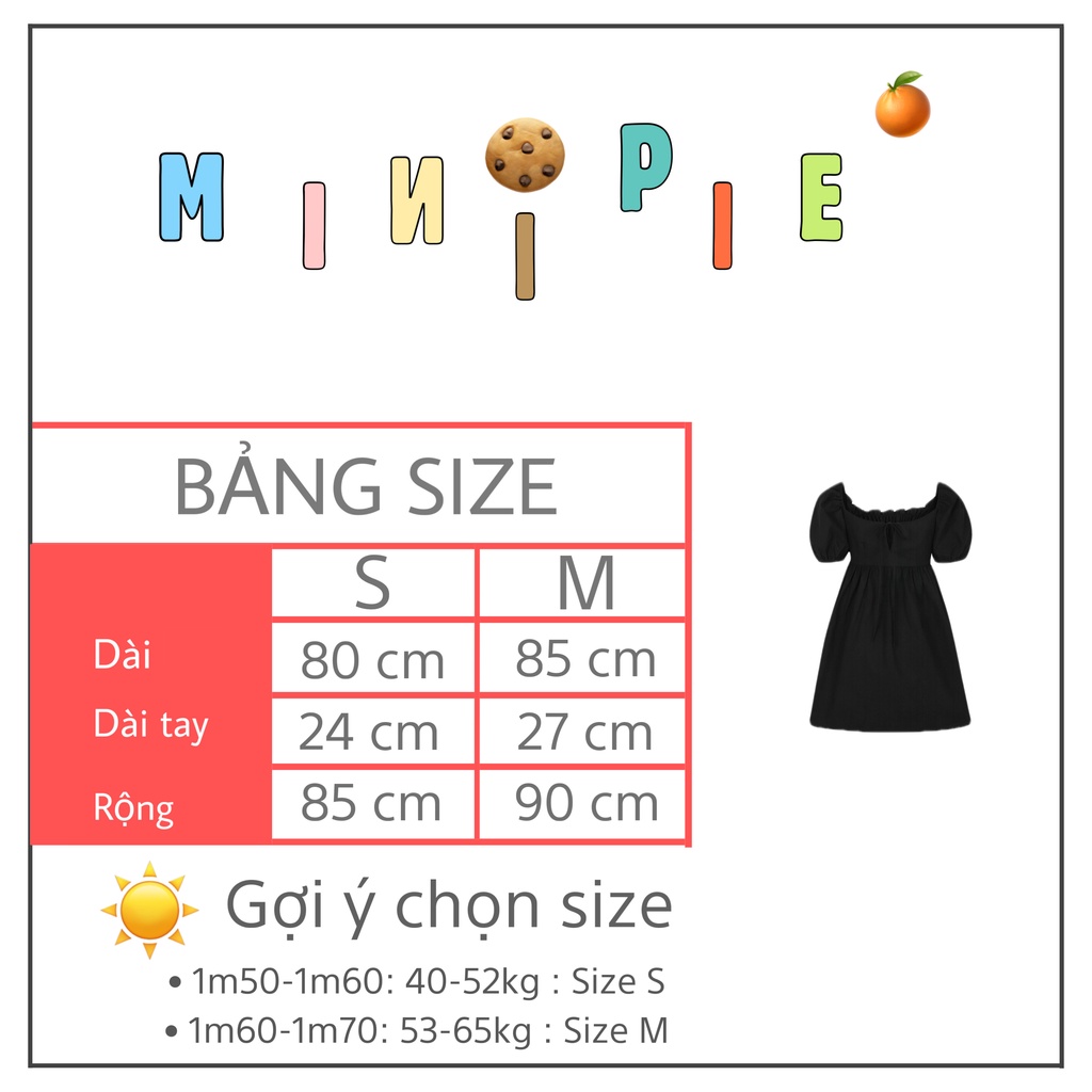 Minipie - Đầm Babydoll Tay Ngắn Nơ Ngực Màu Pastel