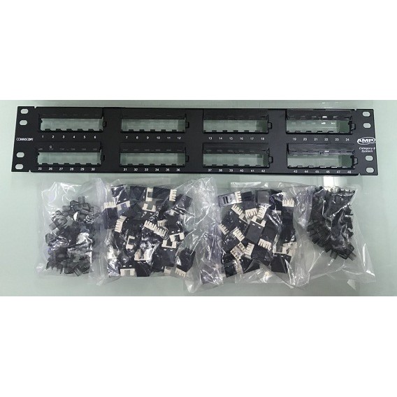 Patch panel Phiến đấu dây mạng cat 5 cat 6 loại nhân rời cổng 24 port, 48 PORT