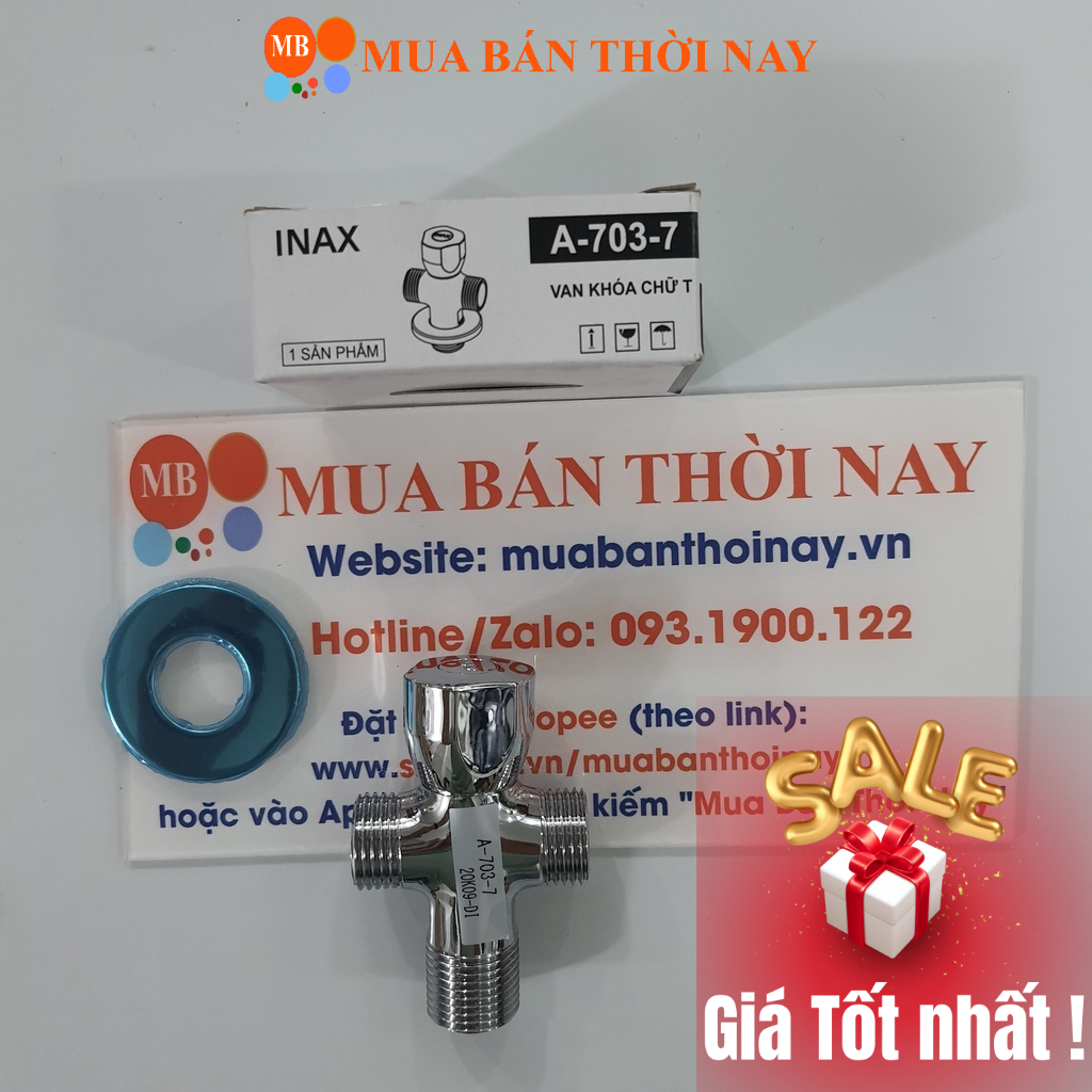 T cầu có khóa INAX A 703 7, Van chia nước cho vòi xịt vệ sinh và bồn cầu, van giảm áp, van khóa nước giảm áp 2 chiều