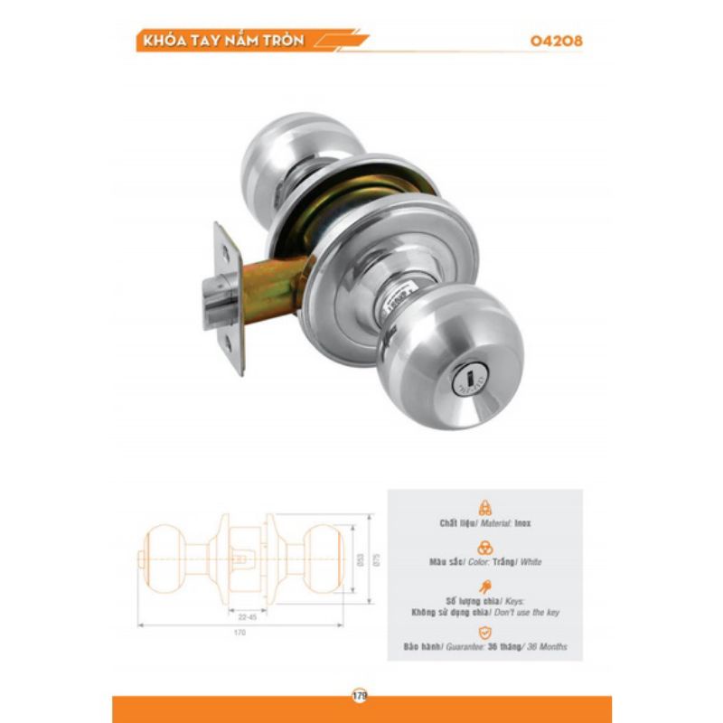 Bộ khóa tay nắm tròn việt tiệp