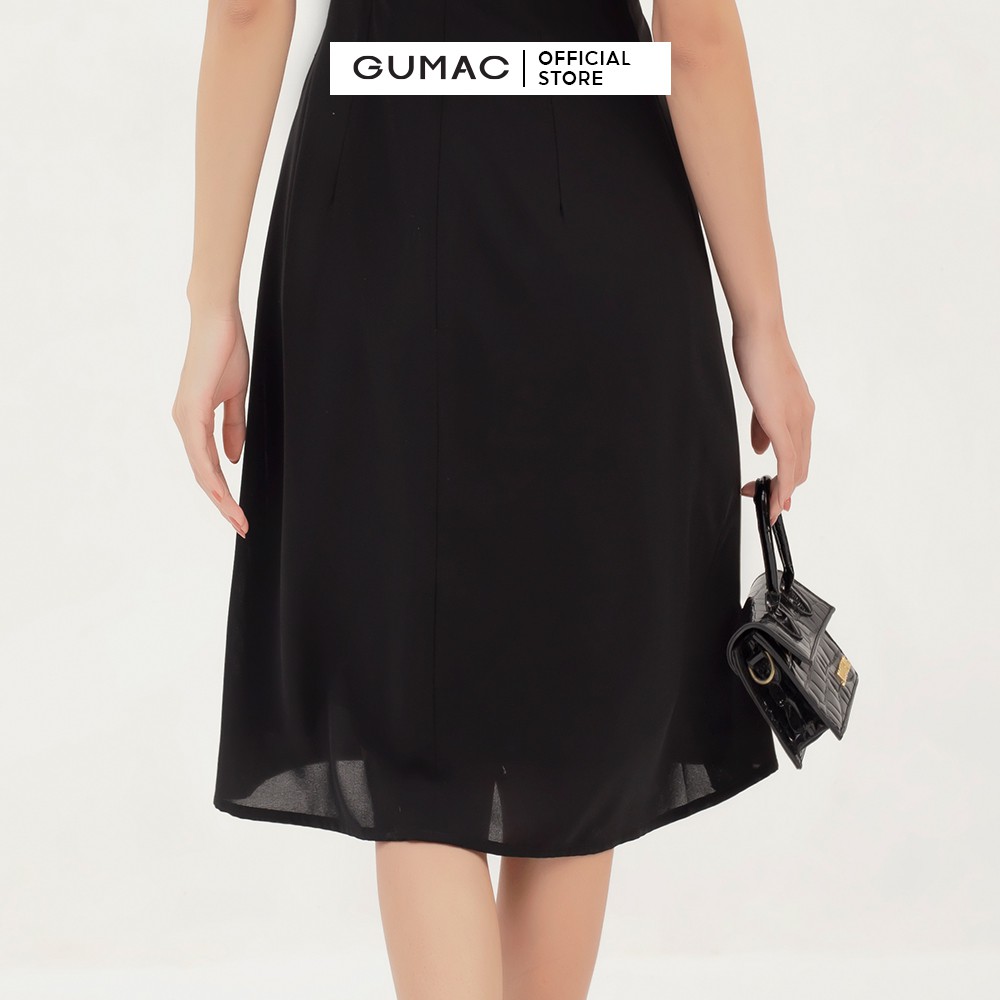 [Mã MABR07062 giảm 8% tối đa 50K đơn từ 249K] Đầm xòe nữ 2 dây đai eo phối bèo cổ GUMAC DB3102 | BigBuy360 - bigbuy360.vn