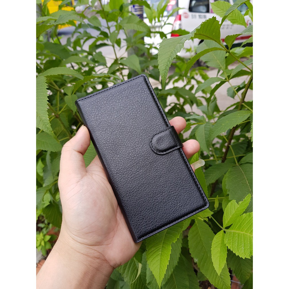 Bao da cầm tay máy Blackberry Leap (dạng gập sổ / chất liệu da công nghiệp)