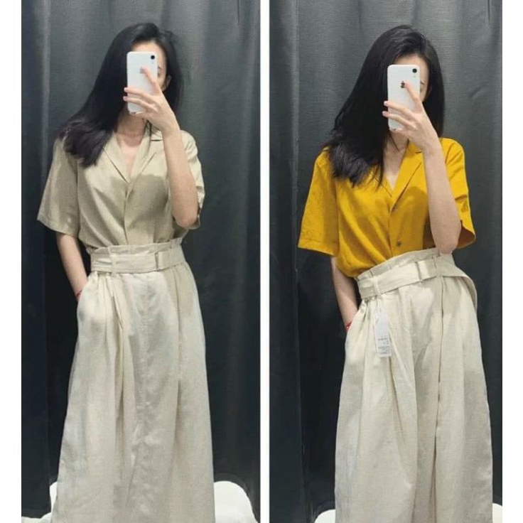 Áo sơ mi nữ linen cộc tay