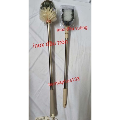 Cây chà toa lét inox bồn cầu nhà tắm đầu tròn vuông