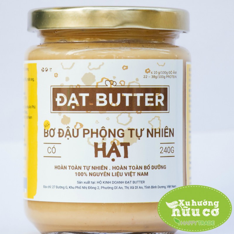 Bơ đậu phộng tự nhiên có hạt Đạt Butter (240g)