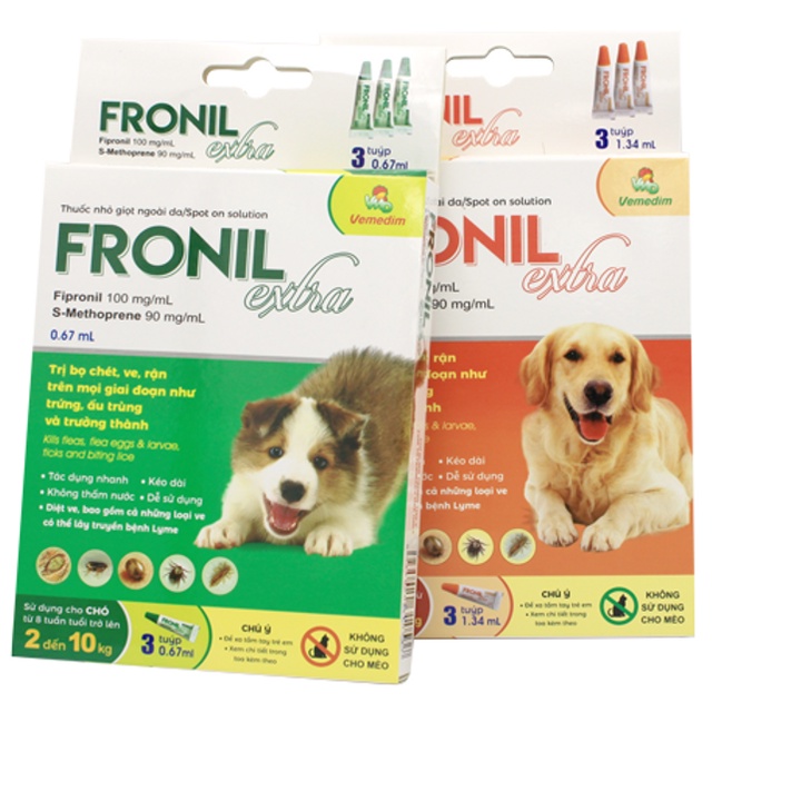 Nhỏ giọt gáy ve bọ chét cho chó vemedim Fronil extra, chăm sóc lông da thú cưng Con Mèo Xiêm