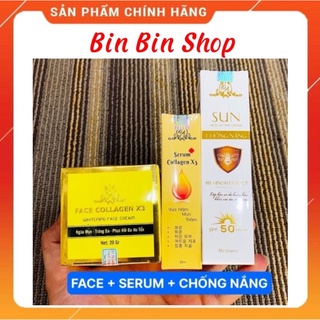 Combo Kem Face + Serum Collagen X3+ Chống nắng X3 Đông Anh Chính Hãng