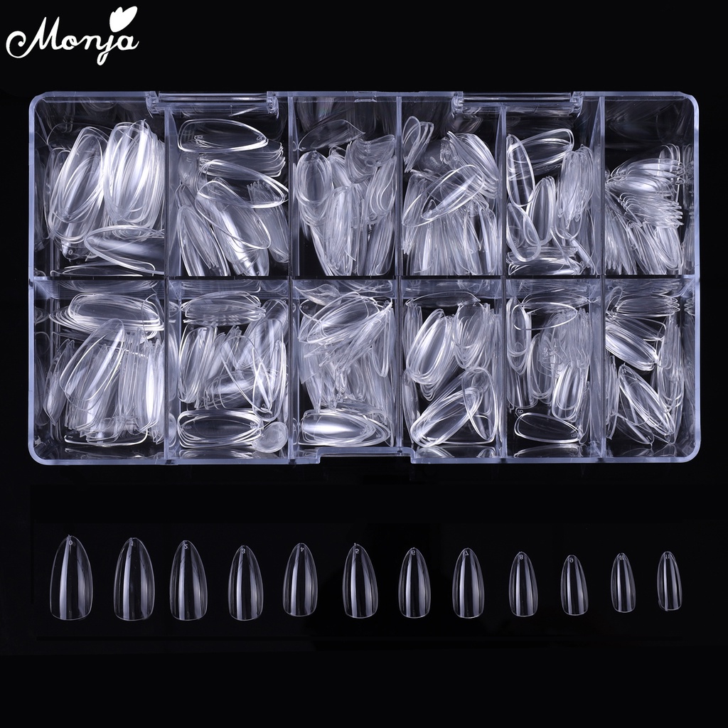 Monja Bộ 500 Móng Tay Giả Bằng Acrylic Trong Suốt