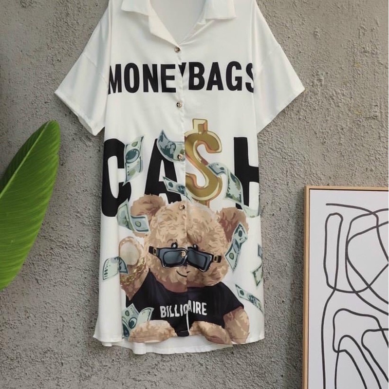 Váy ngủ sơ mi Hồng baby tay dài lụa satin cao cấp quảng châu