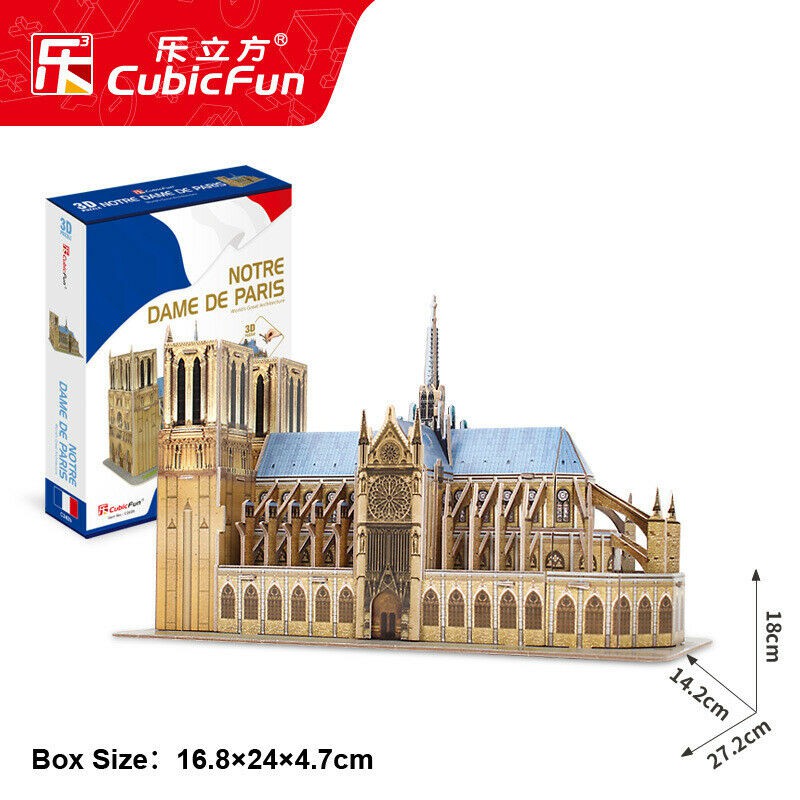 Mô Hình Giấy 3D CubicFun Nhà Thờ Đức Bà Paris C242h - Đồ Chơi Xếp Hình Cubic Fun