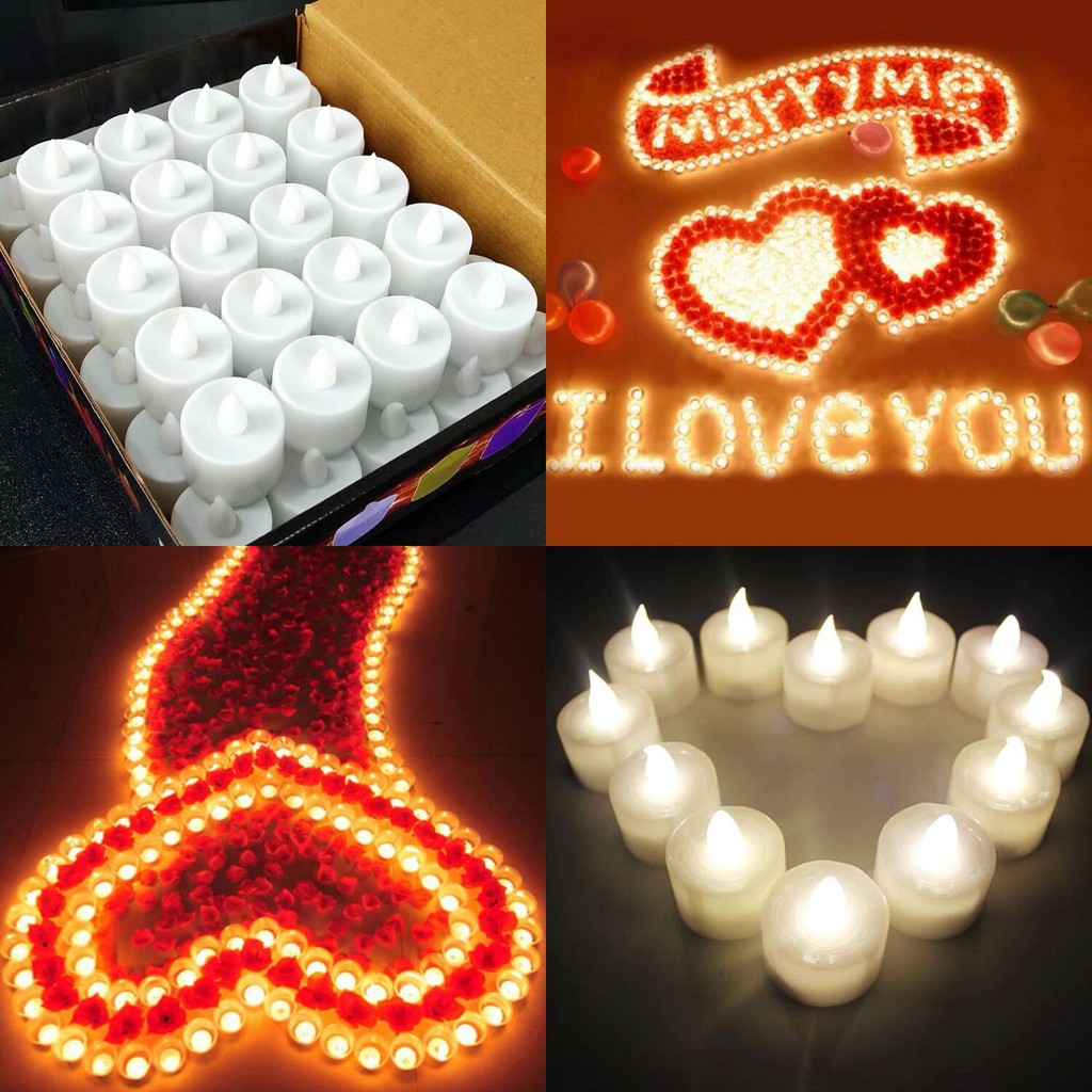 Bộ 12 Đèn Led Hình Cây Nến Dùng Pin Trang Trí Tiệc Cưới