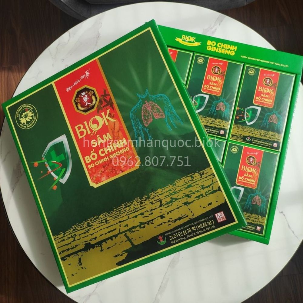 Nước uống sâm Bố Chính tăng cường sức khỏe BIOK 30 gói 70ml, Tinh chất sâm bồi bổ khí huyết, Hộp quà biếu người lớn tuổi