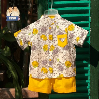 Bộ bé trai hình trang trại dứa vàng, set bé trai vải đẹp 100% cotton, đủ size 8-43kg. 1950 by Đức Hạnh