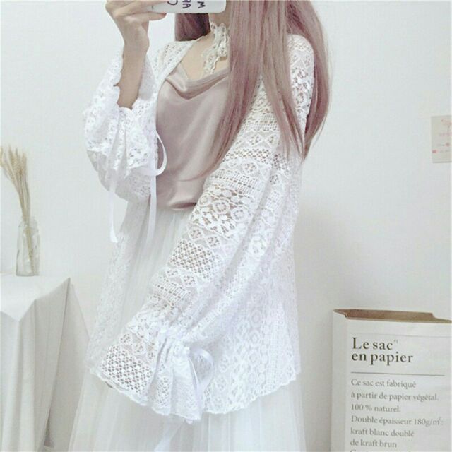 [ORDER]Áo khoác ren mỏng nơ tay tiểu thư | BigBuy360 - bigbuy360.vn