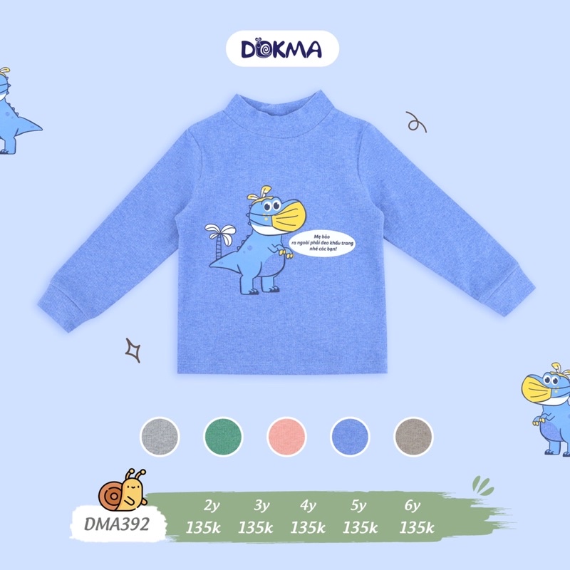 Áo cotton nỉ nhung dày Dokma cổ 3cm cho bé từ 2-6y DMA392