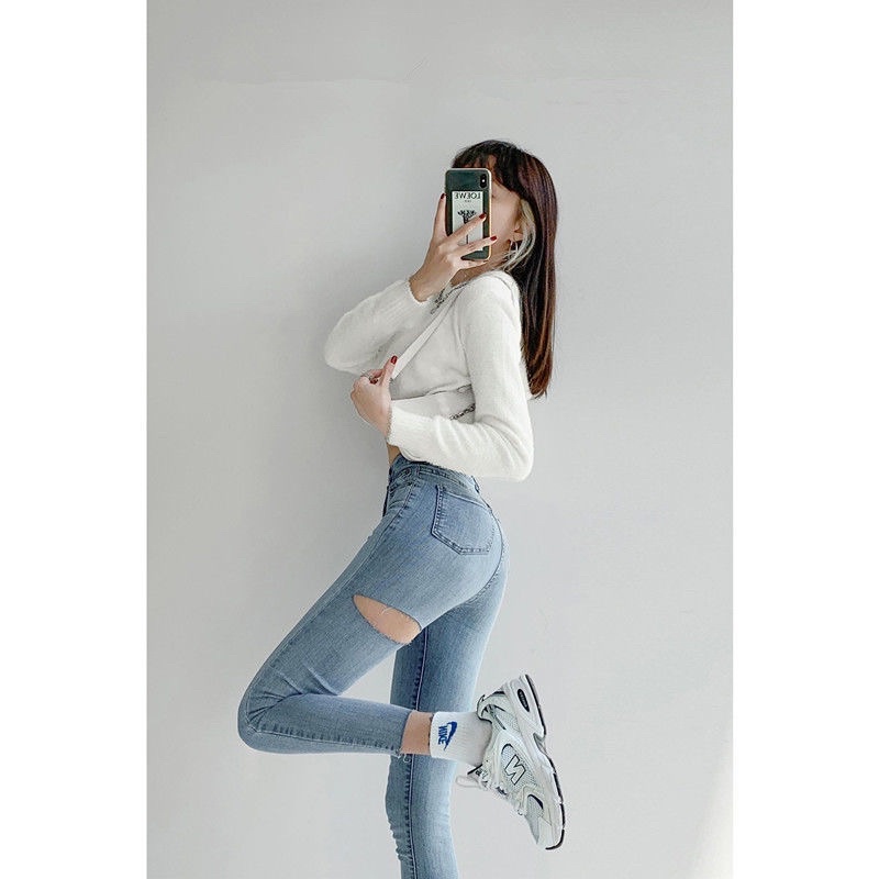 HÀNG CÓ SẴN- QUẦN SKINNY RÁCH LƯNG CAO SIÊU HACK DÁNG KÈM ẢNH THẬT SHOP CHỤP