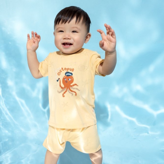 Chaang bộ cộc cúc cài vai cho bé trai, bé gái chất cotton dành cho từ 3 tháng đến 5 tuổi SS2022D02