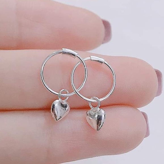 Khuyên tai bạc Khuyên tròn tua nhỏ xinh cho bé
