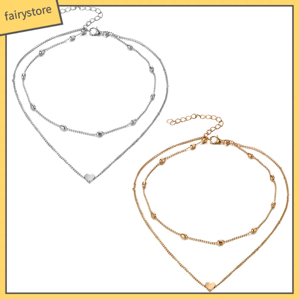 Dây Chuyền Choker Nhiều Lớp Mặt Hình Trái Tim Thời Trang Cho Nữ
