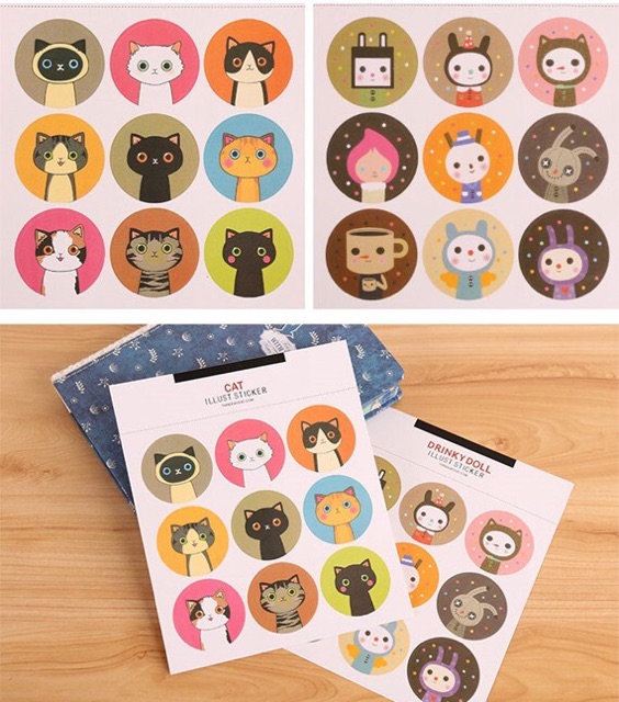 Bộ 2 sticker trang trí mèo K1510