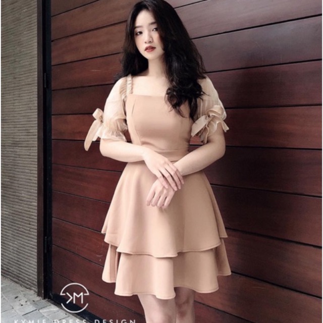 Đầm hai tầng tay nơ rớt vai dễ thương - Kio Dress