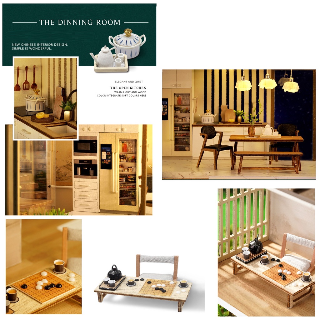 Nhà búp bê DIY Doll House Miniature Elegent and Quite Kèm TẤM CHE BỤI + KEO + CÓT Nhạc