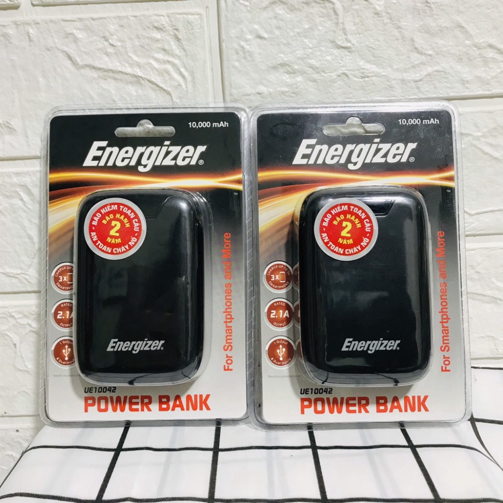 Sạc dự phòng Energizer UE10042 10,000mAh - Thiết kế siêu gọn nhẹ, 2 cổng input tiện dụng &amp; chuẩn sạc nhanh Fast Charge