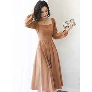 Đầm Dự Tiệc | Váy Sang Trọng Cổ Vuông Tay Dài Sang Trọng