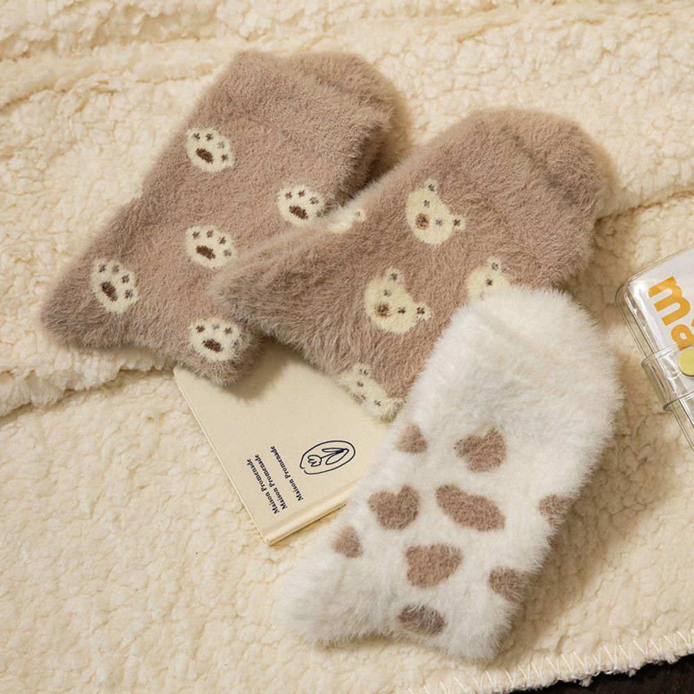 Vớ Cotton Lông Chồn Dày Dặn Giữ Ấm Mùa Đông Họa Tiết Động Vật Sáng Tạo Dành Cho Nữ