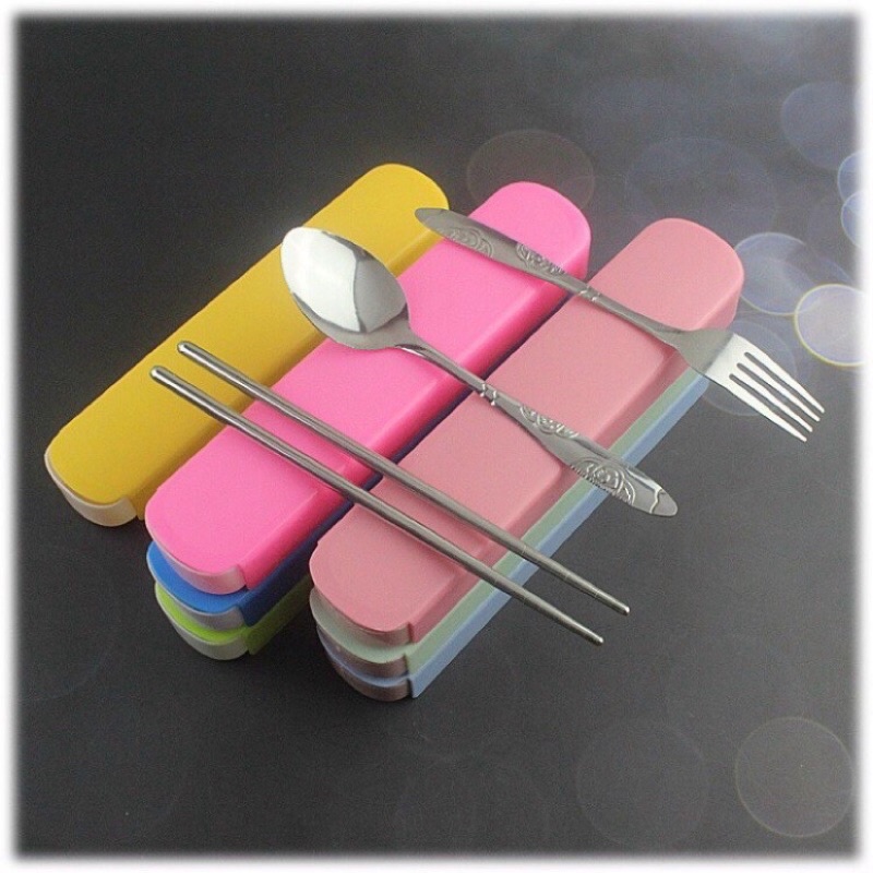 [Siêu Rẻ] Hộp Thìa Đũa Văn Phòng Bộ Thìa Đũa Nĩa Inox Tiện Lợi An Toàn